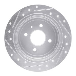Chevrolet Spark EV Brake Rotor (1) - Rear Right - R1 Concepts - Drilled & Slotted - Silver - `14-`16